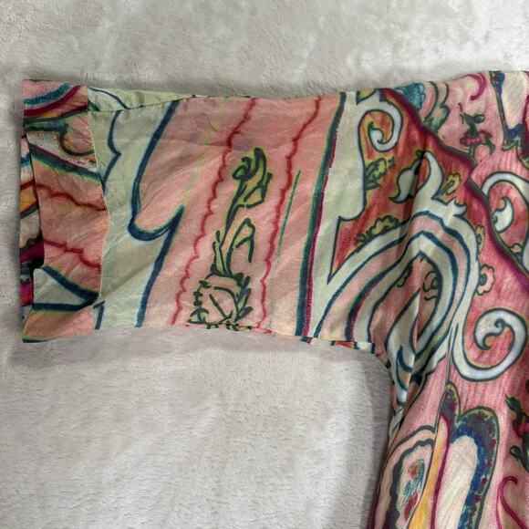 Johnny Was Silk Tunic Top Women's Size S Colorful Abstract Floral Boho Whimsical - Picture 3 of 9